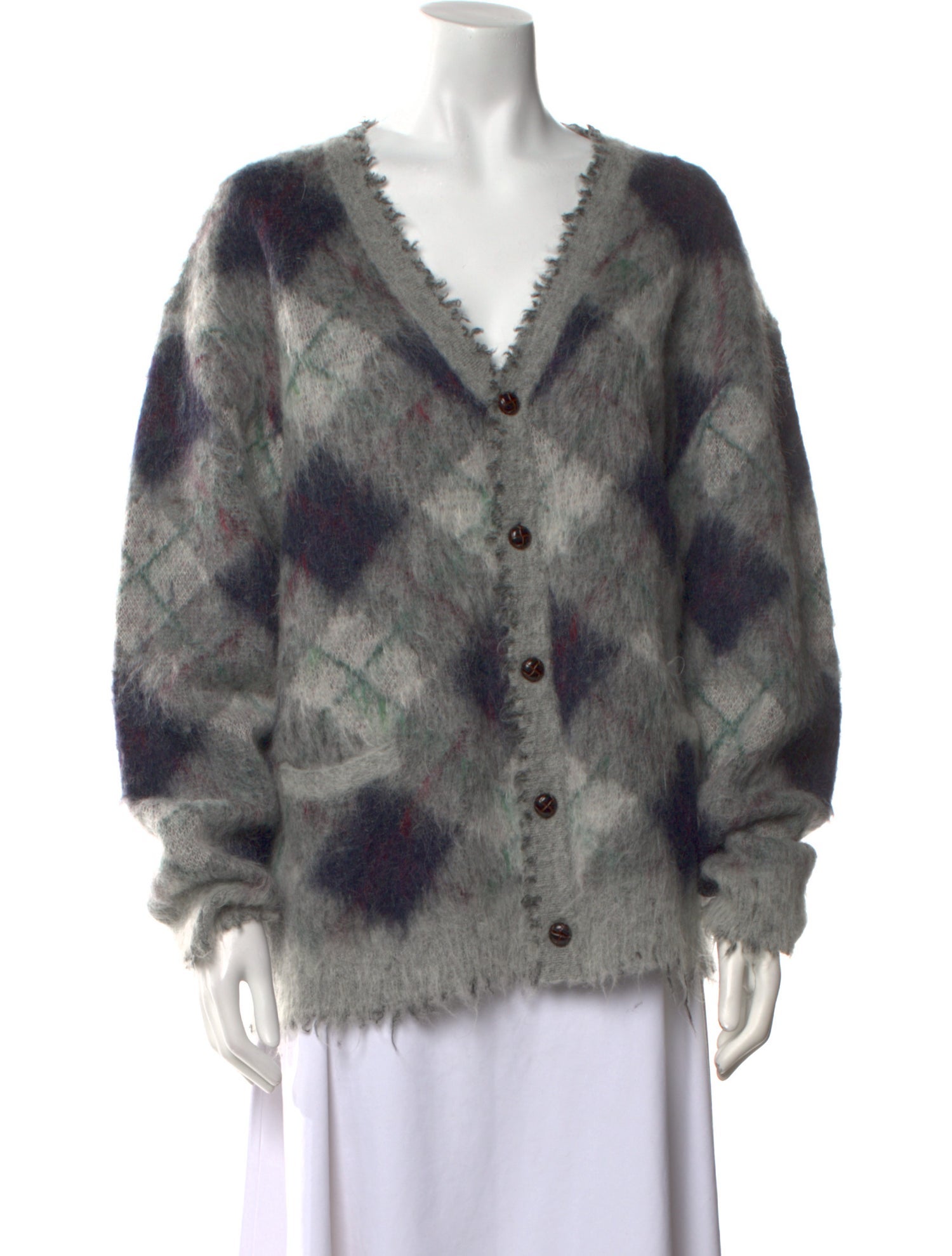 R13 Tie-Dye Print V-Neck Sweater