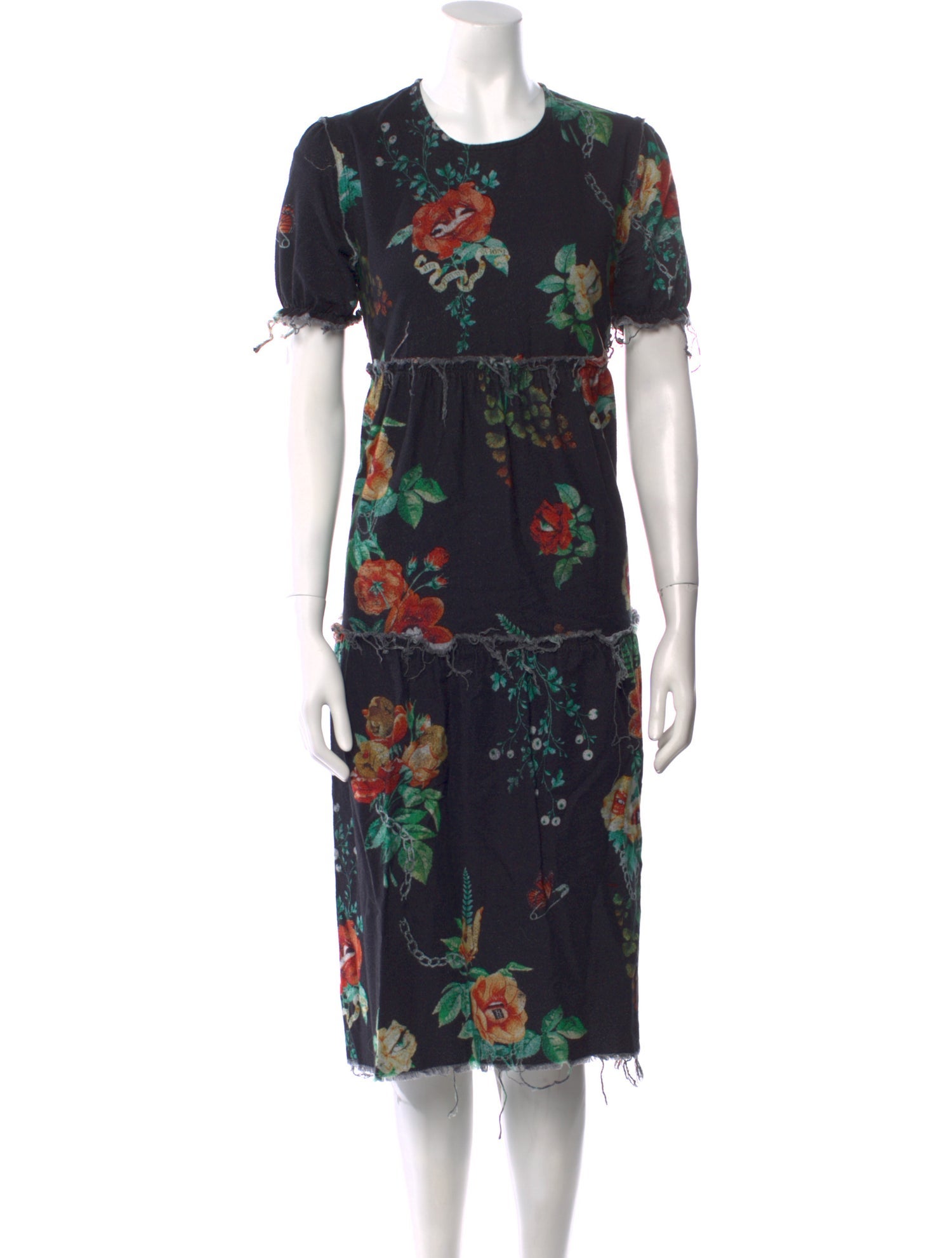 R13 Floral Print Midi Length Dress