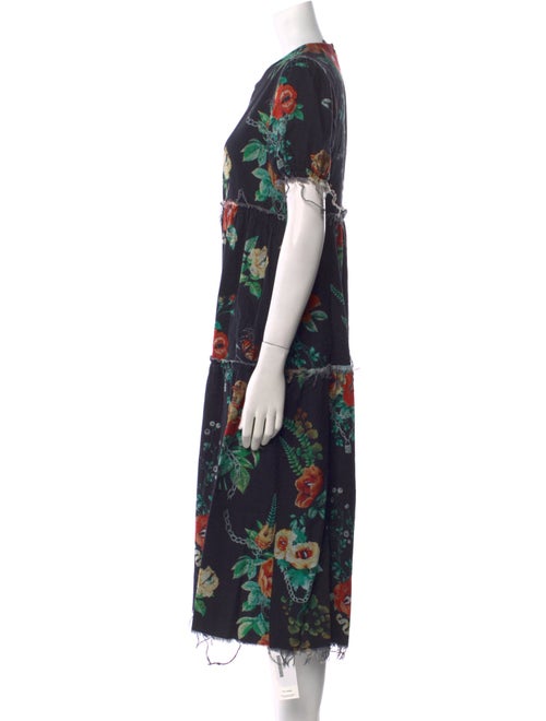 R13 Floral Print Midi Length Dress