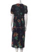 R13 Floral Print Midi Length Dress