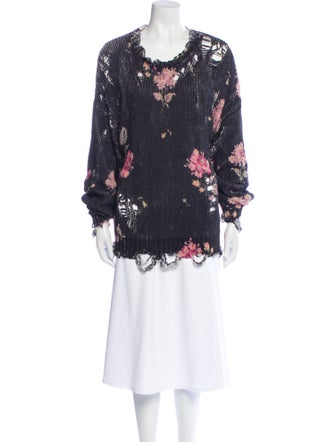 R13 Floral Print Scoop Neck Sweater