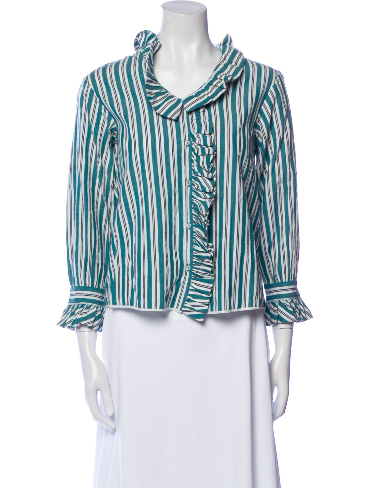R13 Striped V-Neck Blouse