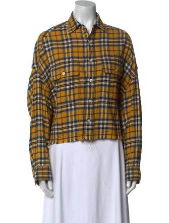 R13 Plaid Print Long Sleeve Button-Up Top