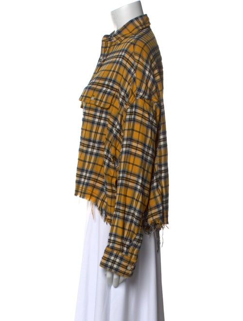 R13 Plaid Print Long Sleeve Button-Up Top