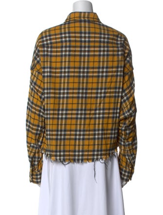 R13 Plaid Print Long Sleeve Button-Up Top