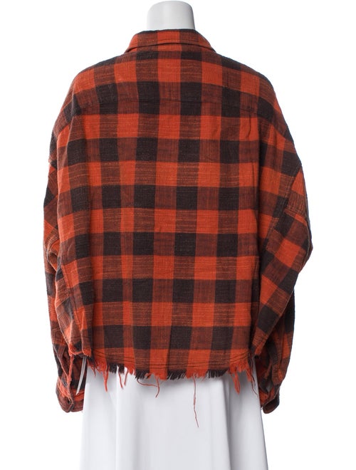 R13 Plaid Print Long Sleeve Button-Up Top