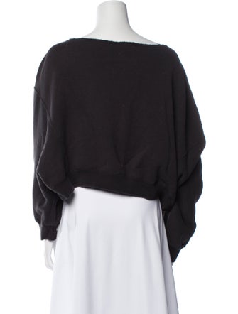 R13 Bateau Neckline Long Sleeve Crop Top