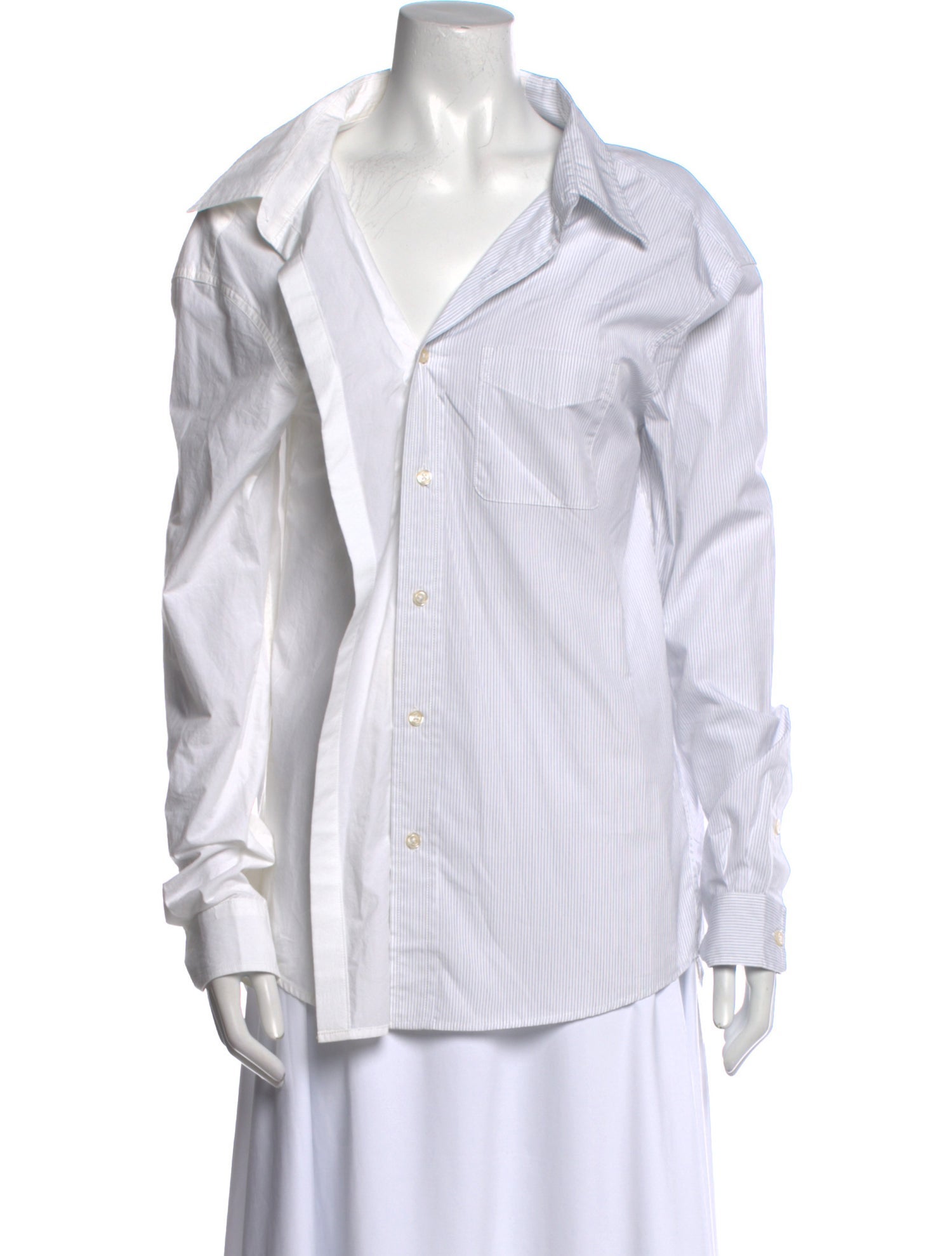 R13 Striped Long Sleeve Button-Up Top