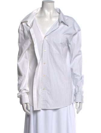 R13 Striped Long Sleeve Button-Up Top