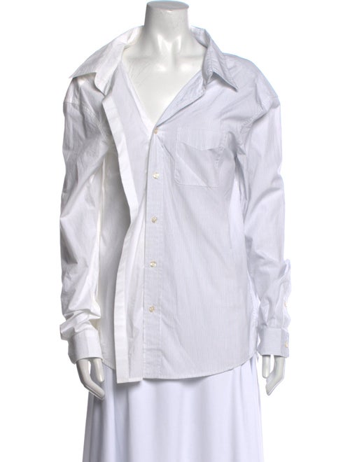 R13 Striped Long Sleeve Button-Up Top