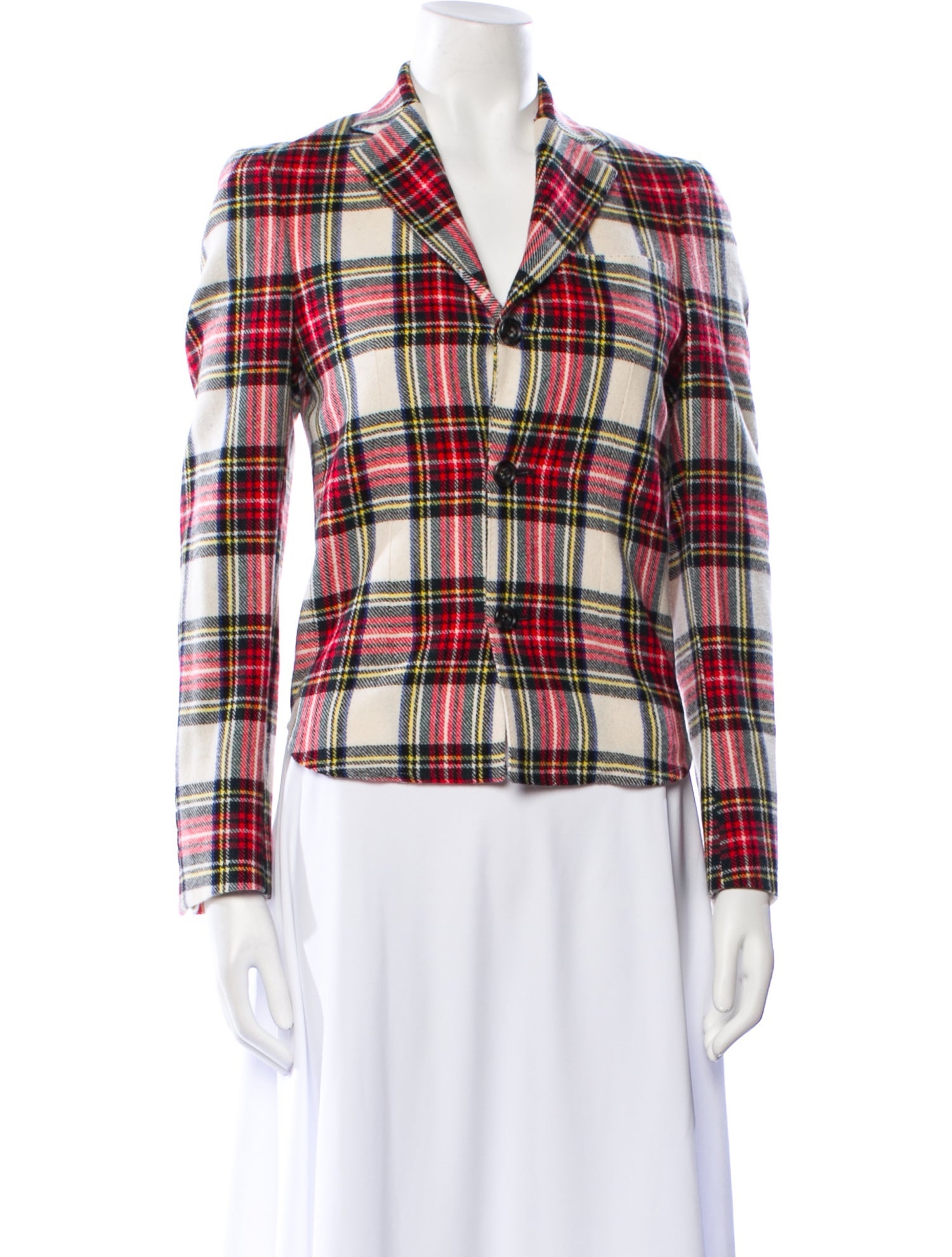 R13 Wool Plaid Print Blazer