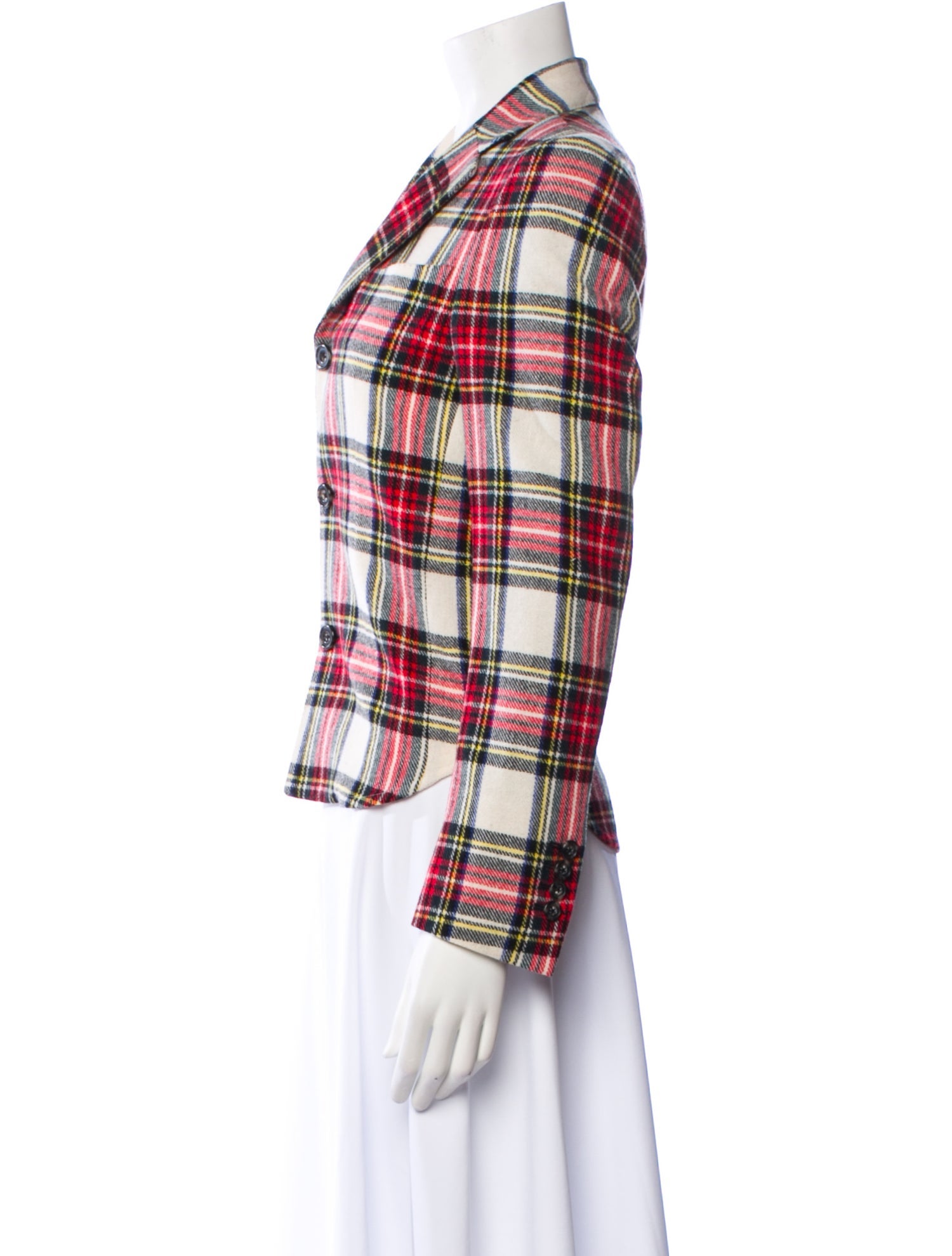 R13 Wool Plaid Print Blazer