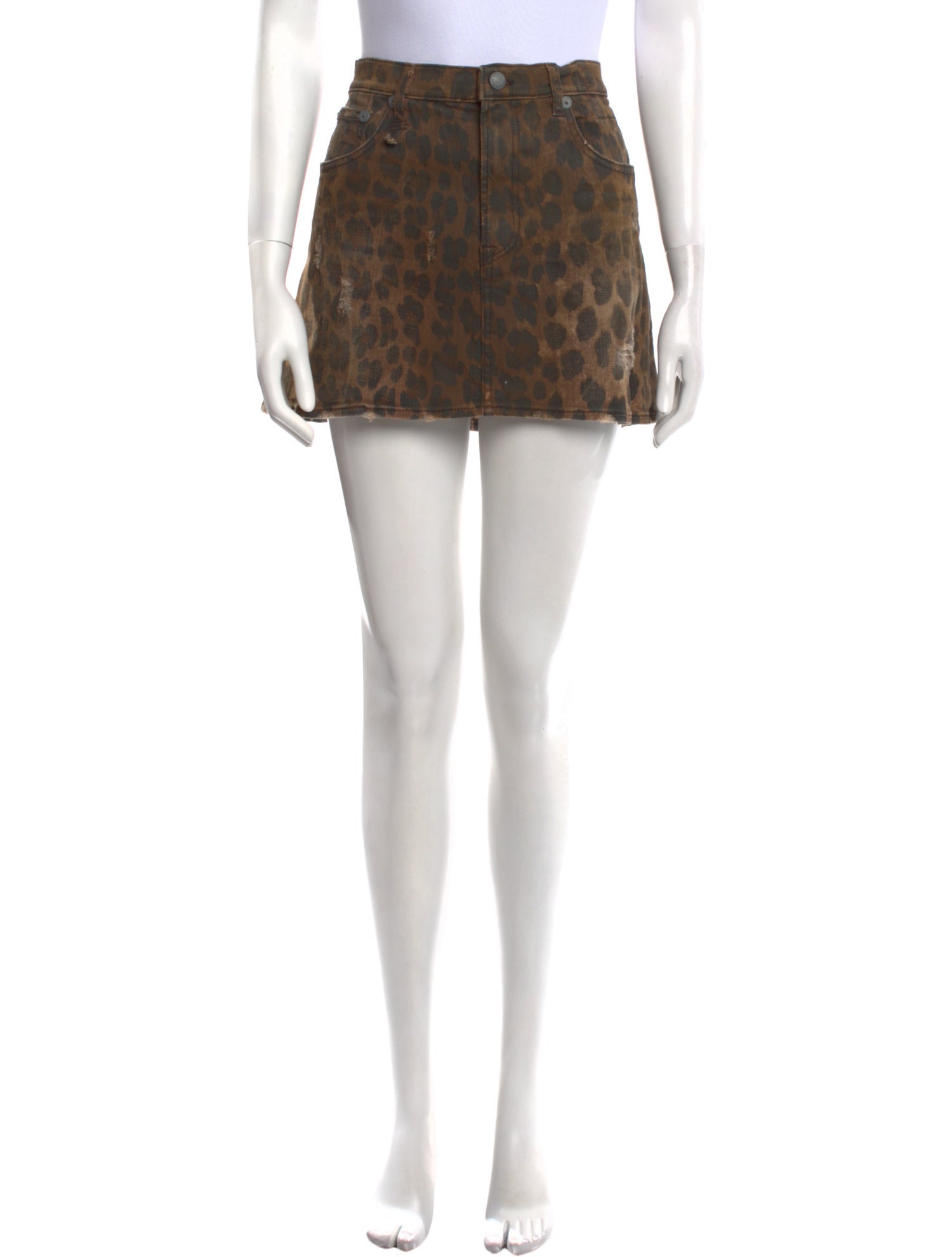 R13 Animal Print Mini Skirt