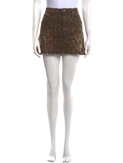 R13 Animal Print Mini Skirt