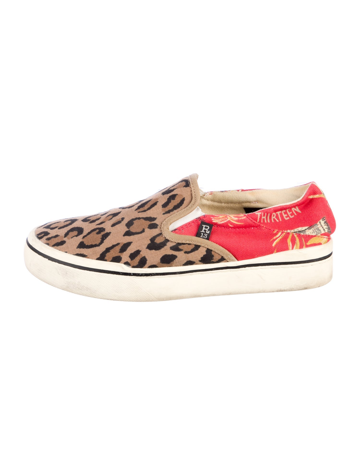 R13 Canvas Animal Print Slingback Flats