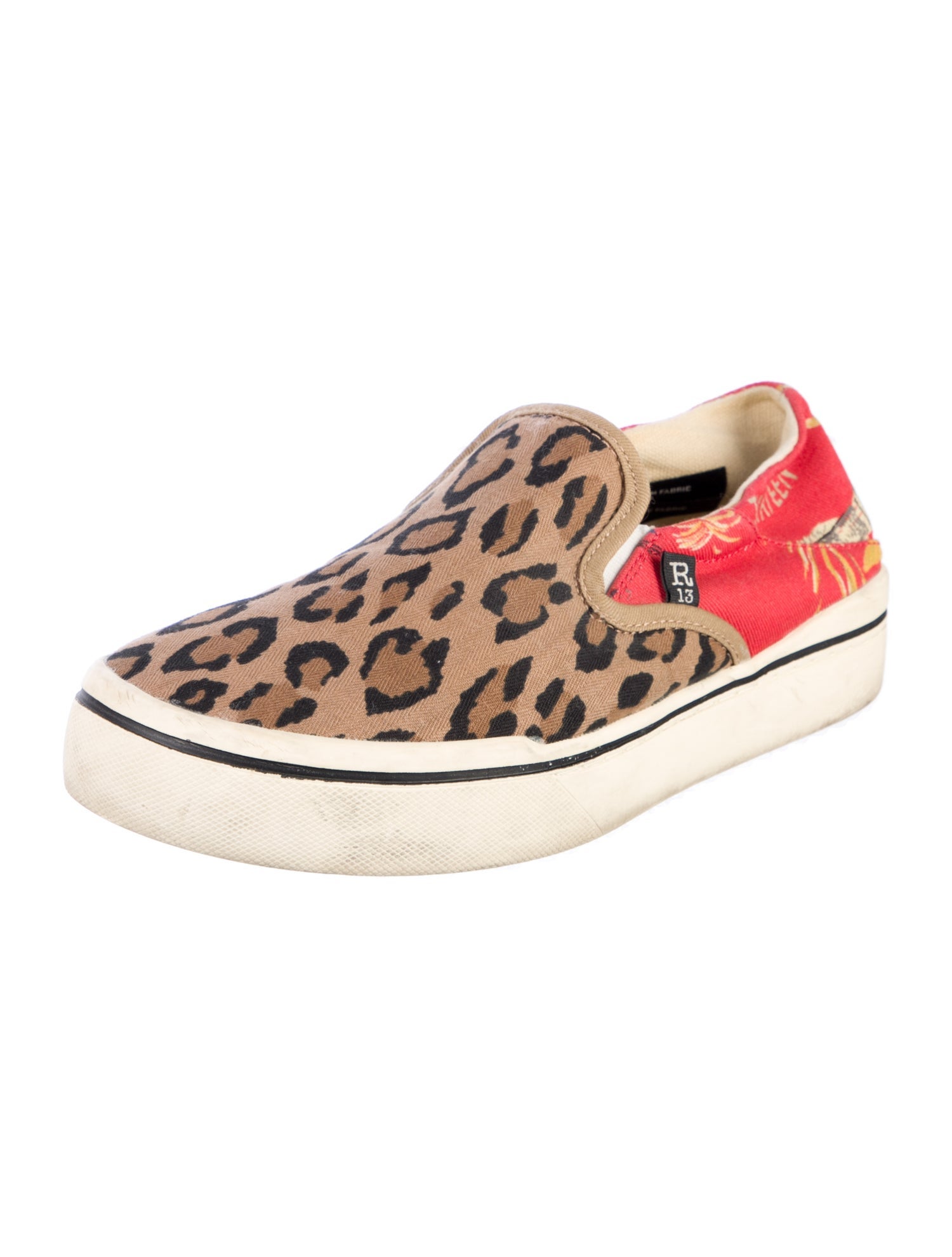 R13 Canvas Animal Print Slingback Flats