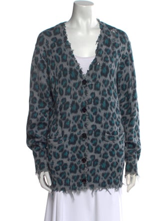 R13 Animal Print V-Neck Sweater