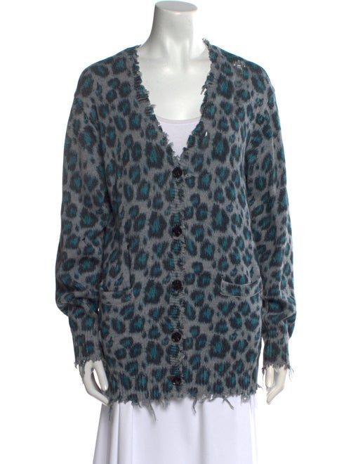 R13 Animal Print V-Neck Sweater