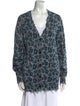 R13 Animal Print V-Neck Sweater