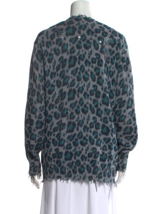 R13 Animal Print V-Neck Sweater