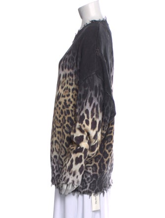 R13 Animal Print Crew Neck Sweatshirt