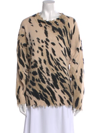 R13 Animal Print Crew Neck Sweatshirt