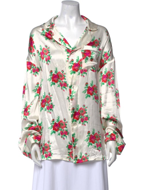 R13 Silk Floral Print Button-Up Top
