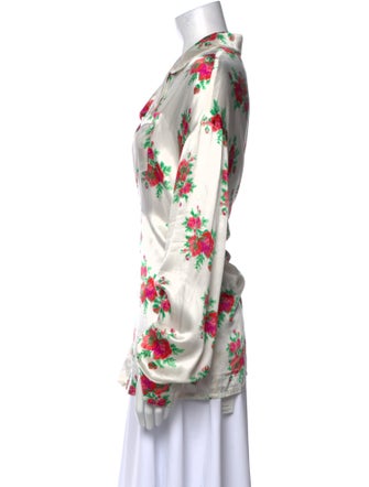 R13 Silk Floral Print Button-Up Top