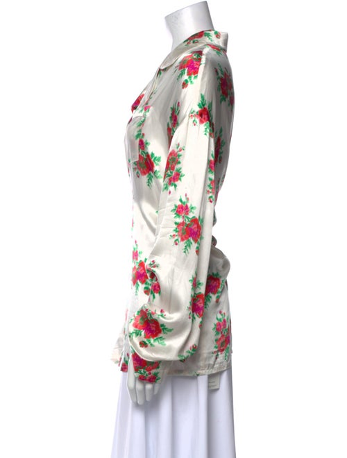 R13 Silk Floral Print Button-Up Top