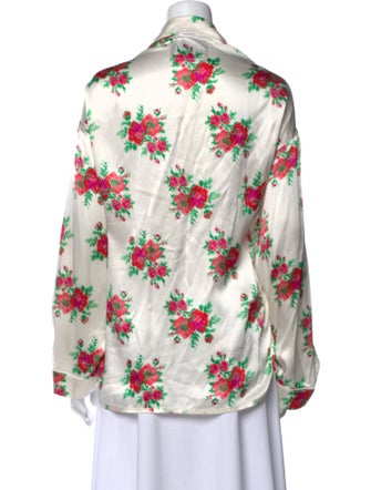 R13 Silk Floral Print Button-Up Top