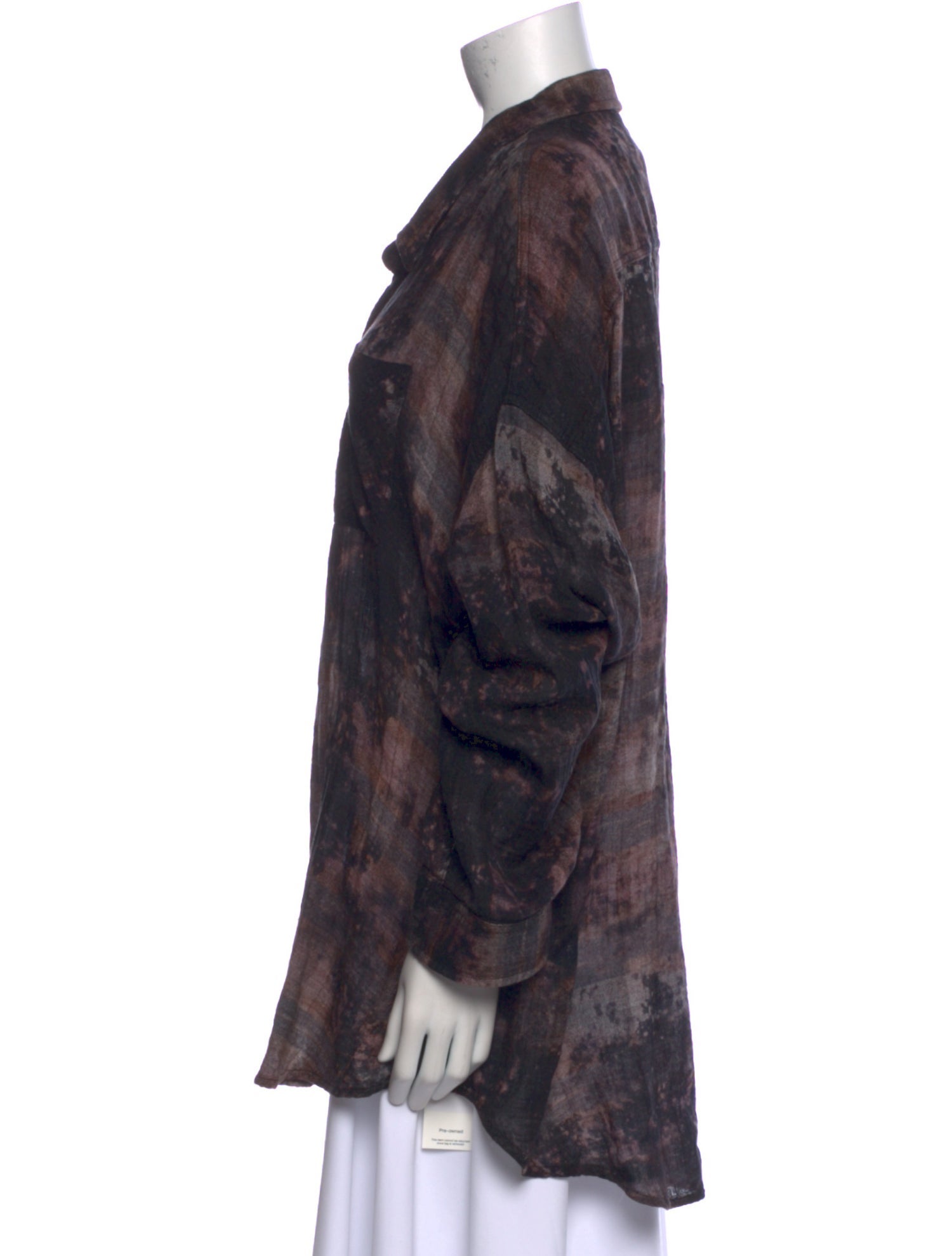 R13 Plaid Print Long Sleeve Button-Up Top