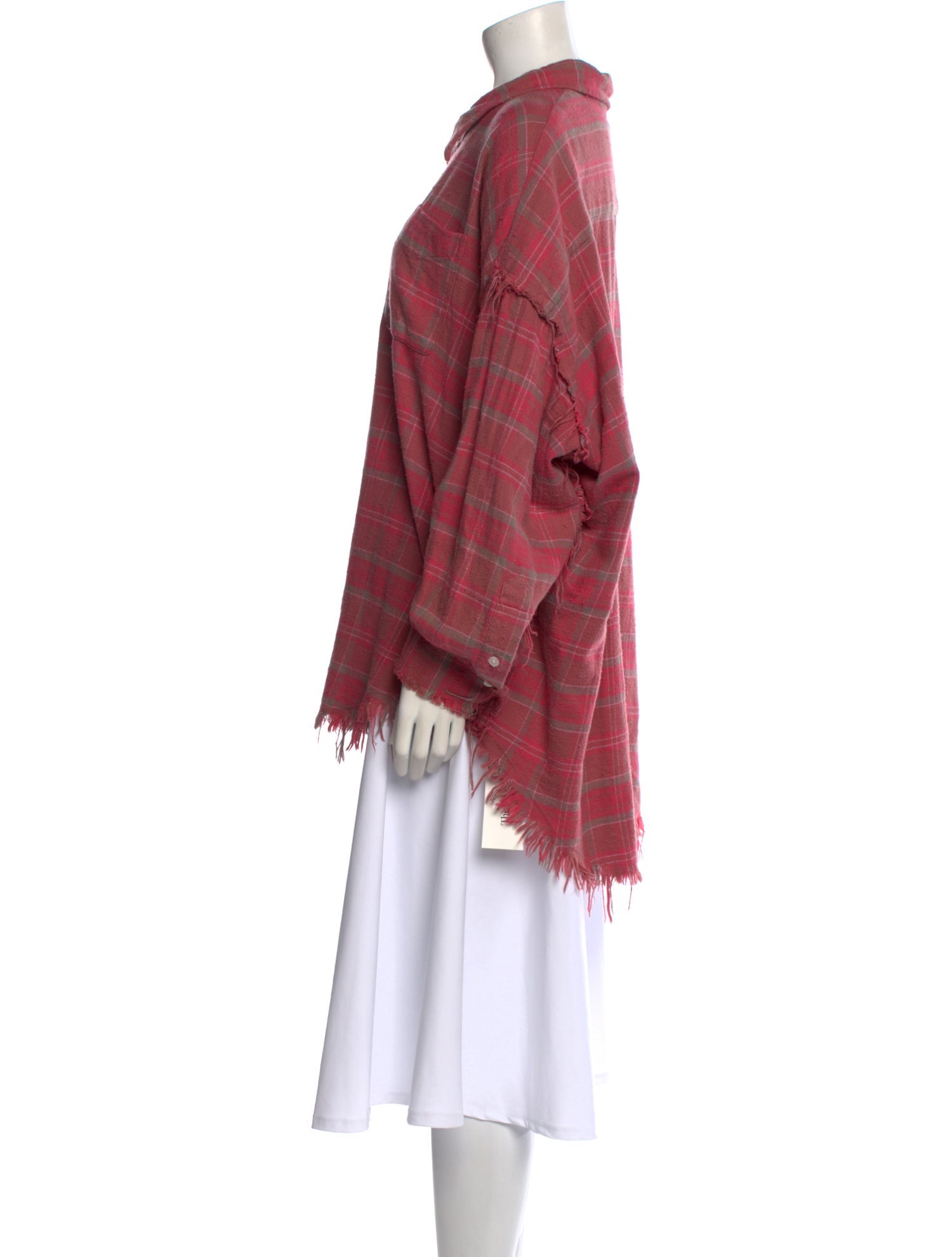 R13 Plaid Print Long Sleeve Button-Up Top