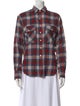 R13 Plaid Print Long Sleeve Button-Up Top