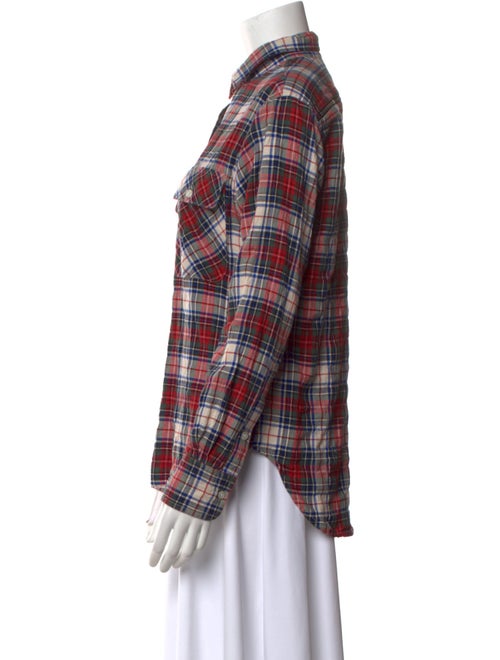 R13 Plaid Print Long Sleeve Button-Up Top