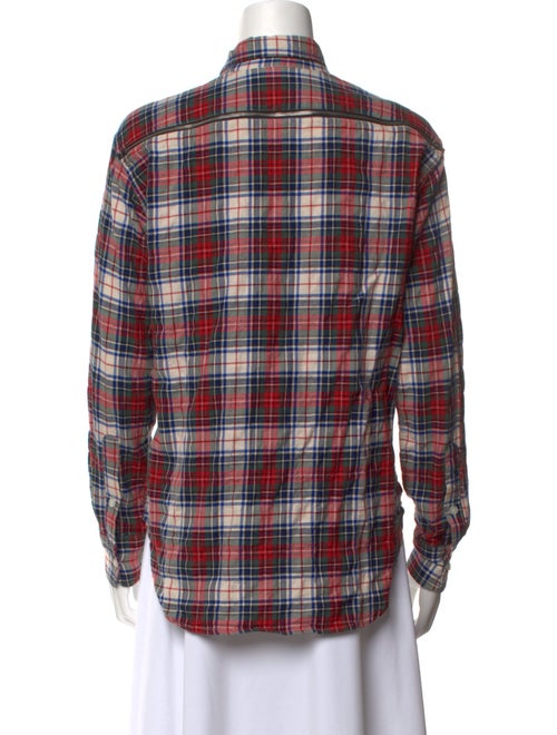 R13 Plaid Print Long Sleeve Button-Up Top