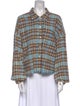 R13 Plaid Print Long Sleeve Button-Up Top