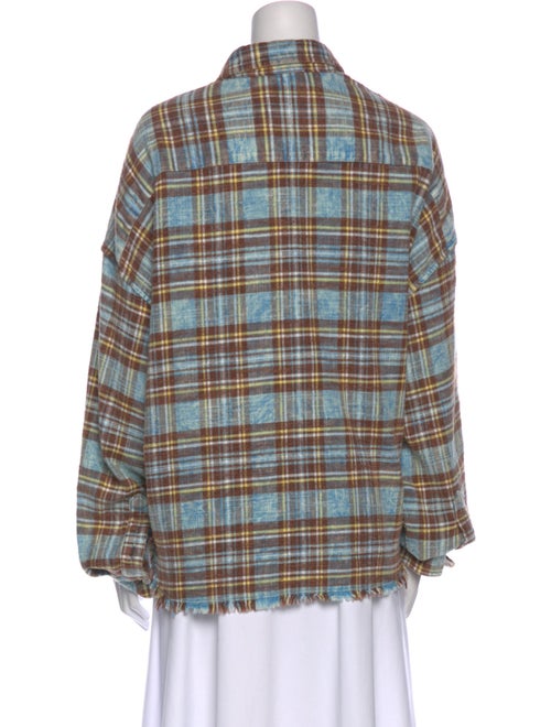 R13 Plaid Print Long Sleeve Button-Up Top