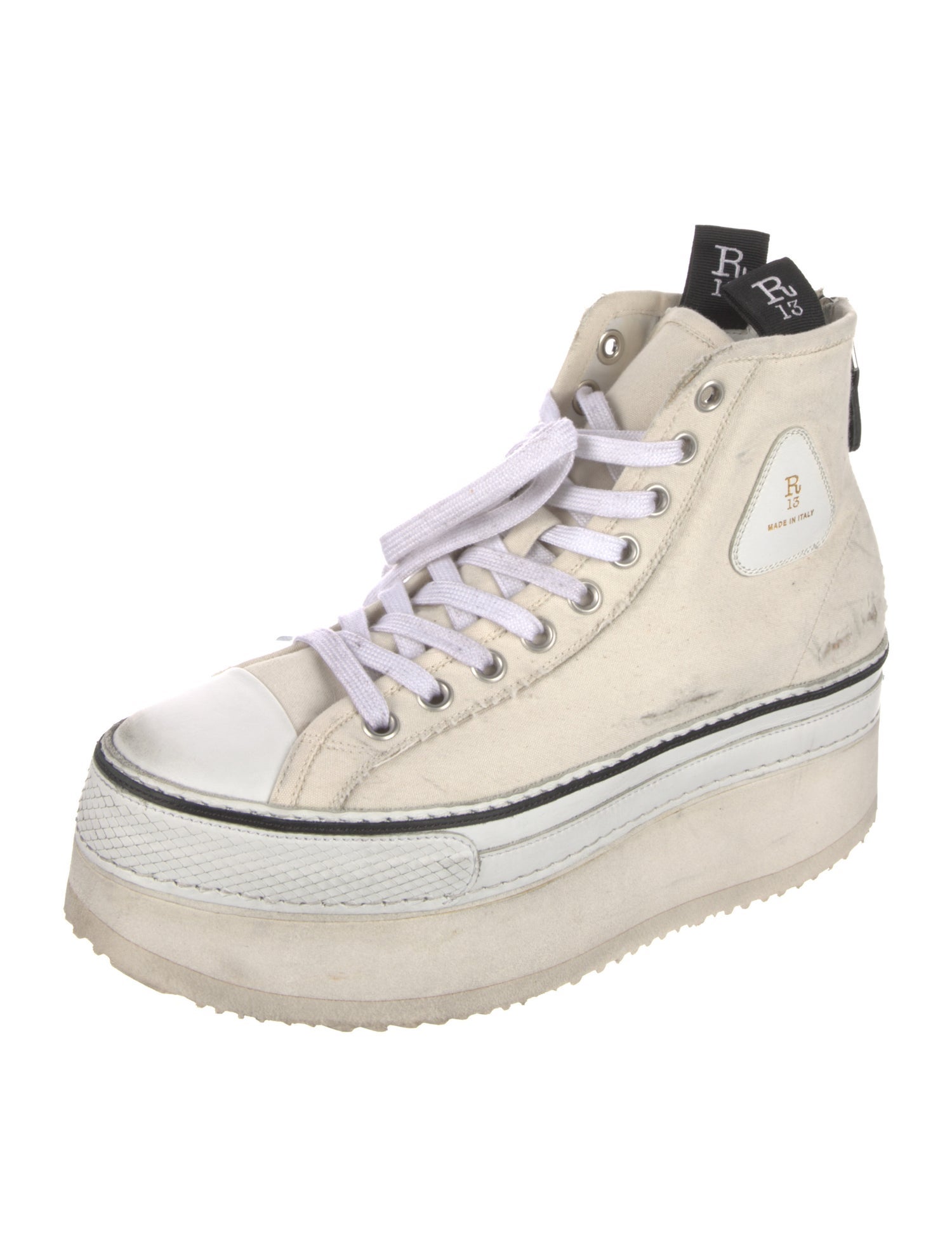 R13 Canvas Distressed Accents Chunky Sneakers