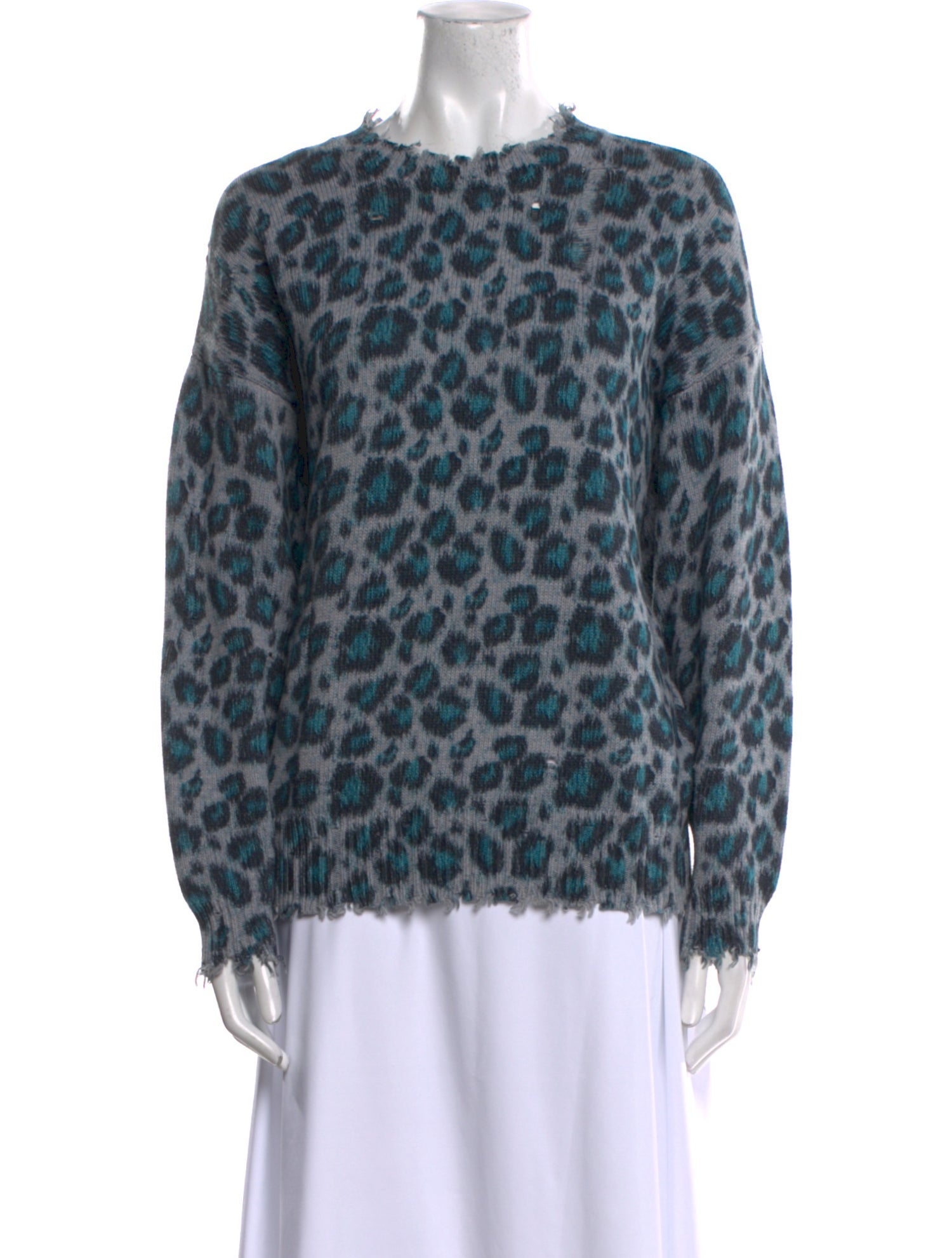 R13 Animal Print Crew Neck Sweater