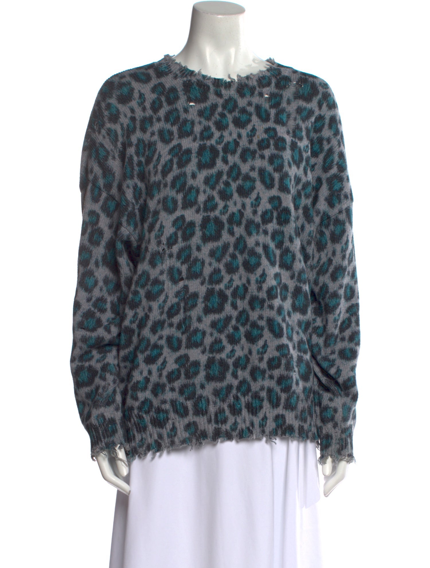 R13 Animal Print Crew Neck Sweater