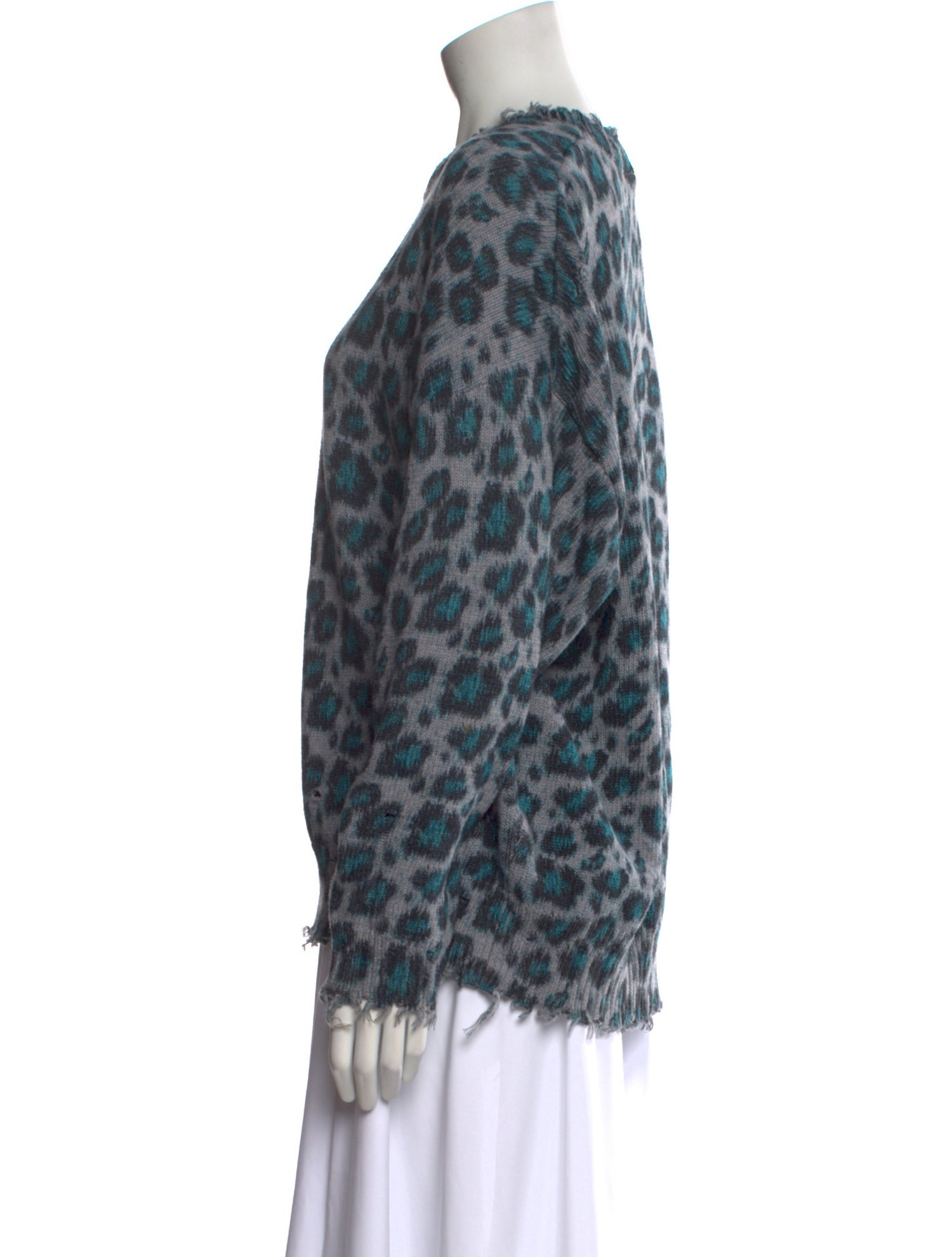 R13 Animal Print Crew Neck Sweater