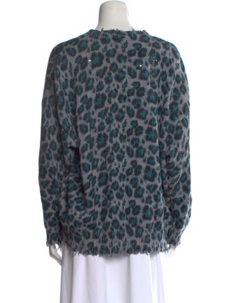 R13 Animal Print Crew Neck Sweater