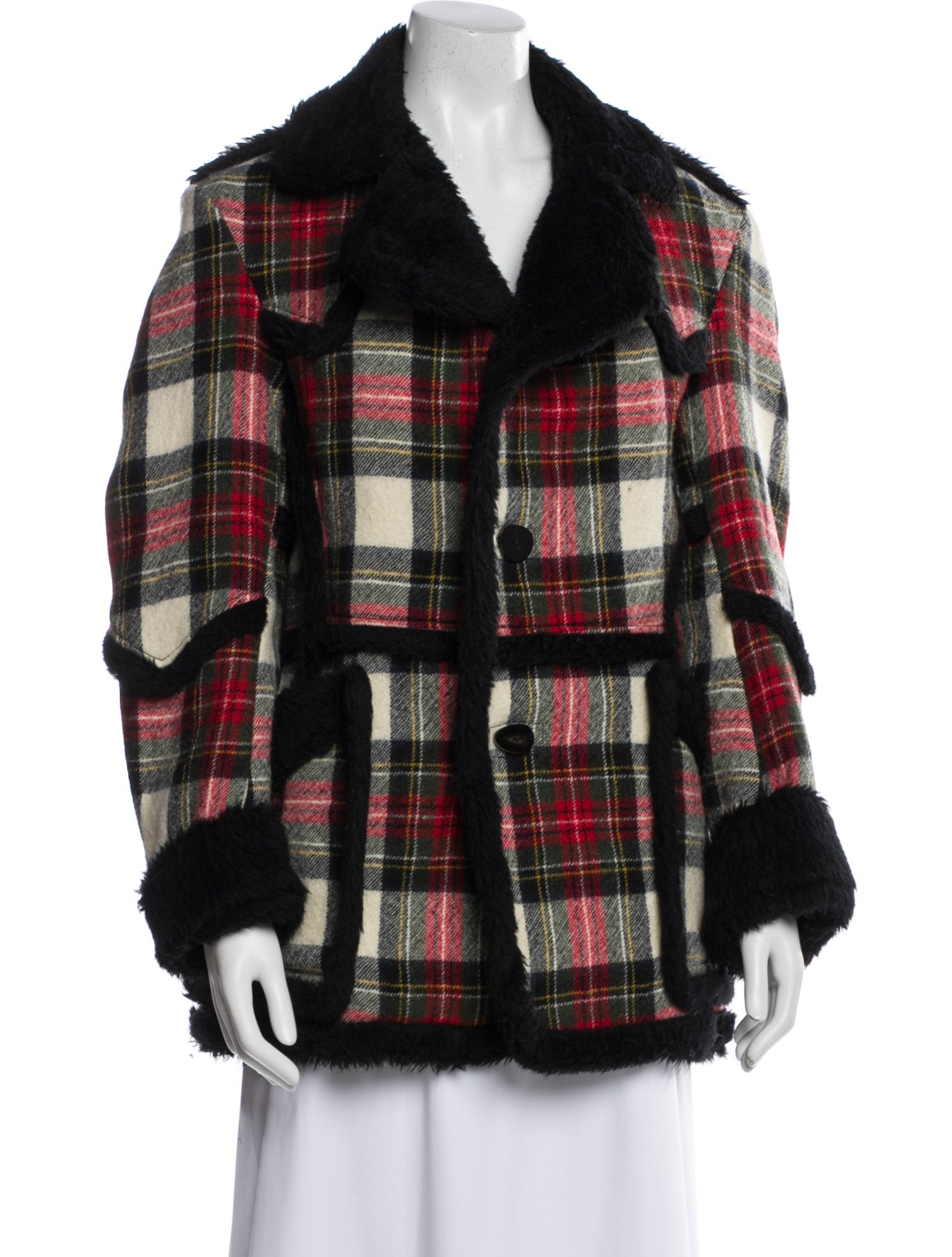 R13 Wool Plaid Print Coat