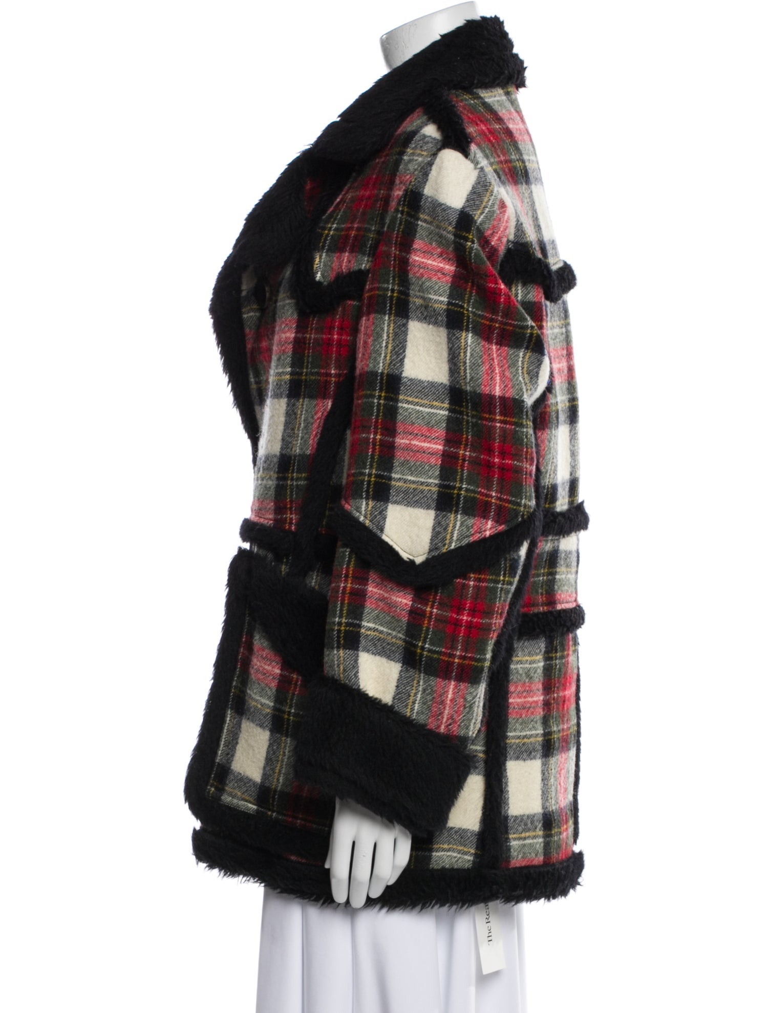 R13 Wool Plaid Print Coat