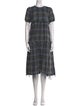 R13 Plaid Print Midi Length Dress
