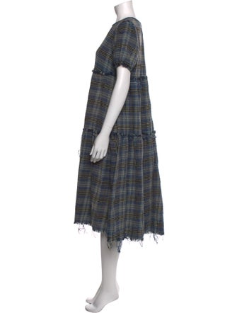 R13 Plaid Print Midi Length Dress