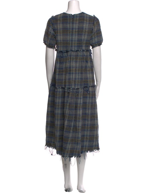 R13 Plaid Print Midi Length Dress