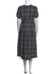 R13 Plaid Print Midi Length Dress