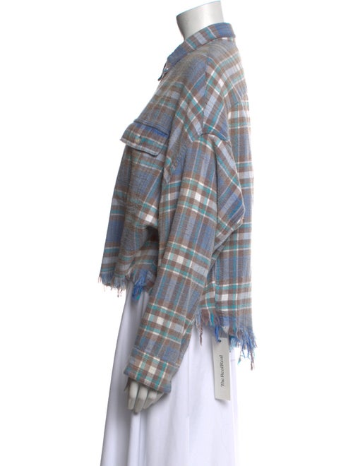 R13 Plaid Print Long Sleeve Button-Up Top