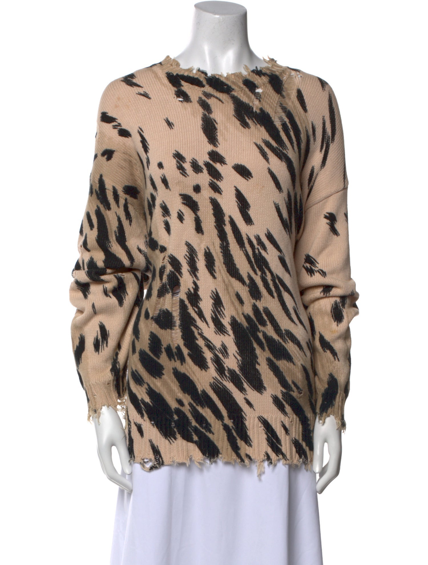 R13 Animal Print Bateau Neckline Blouse